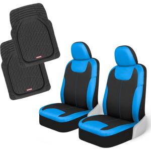 imageMotor Trend BlueBlack Waterproof Seat Covers for Front Seats  Premium Neoprene Blue Seat Covers Car Seat Protectors with Removable Headrest Interior Covers for Auto Truck Van SUV Seat ProtectionBlue Front Seats  Black Mats