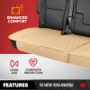 imageMotor Trend Car Seat Cushion 2 Pack  Diamond Stitched Faux Leather Seat Covers for Cars Trucks SUV Black Padded Car Seat Covers with Storage Pockets Premium Automotive Seat Covers for Front SeatsBeige