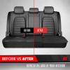 imageMotor Trend Rear Seat Cushion  Black Diamond Stitched Faux Leather Rear Seat Cover for Cars Trucks SUVs  Padded Waterproof NonSlip Back Seat Cover with Storage Pockets