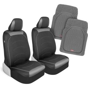 imageMotor Trend Black Cloth Car Seat Covers for Front Seats  Premium Automotive Bucket Seat Covers Made for Vehicles with Removable Headrests Interior Covers for Car Truck Van SUV Seat ProtectorCharcoalGray Set