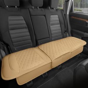 imageMotor Trend Car Seat Cushion 2 Pack  Diamond Stitched Faux Leather Seat Covers for Cars Trucks SUV Black Padded Car Seat Covers with Storage Pockets Premium Automotive Seat Covers for Front SeatsBeige