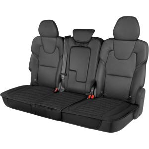 imageMotor Trend Rear Seat Cushion  Black Diamond Stitched Faux Leather Rear Seat Cover for Cars Trucks SUVs  Padded Waterproof NonSlip Back Seat Cover with Storage Pockets