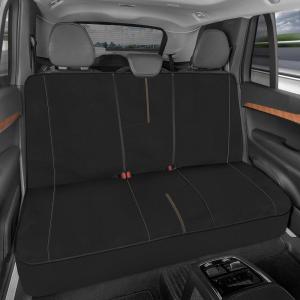 imageMotor Trend SpillGuard Neoprene Rear Seat Protector  Waterproof Bench Cover for Cars With Gray Stitching Padding for Kids ampamp DogsBeige Stitching