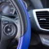 imageMotor Trend Blue Synthetic Leather Steering Wheel CoverCross Diamond StitchingTwo Tone Sport Grip Blue AccentBlack 15 inchBlue Accent  Black