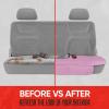 imageMotor Trend Pink Faux Leather Vehicle Seat Cover Universal Fit Rear Bench Padded Storage Pockets Waterproof Microfiber Car Trucks SUV MTSC421