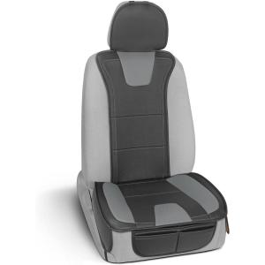 imageMotor Trend Faux Leather Seat Cover for Cars 1 Piece  Premium Car Seat Cushion for Front Seat Padded Car Seat Protector with Storage Pocket Seat Cover for Cars Trucks SUV Gray