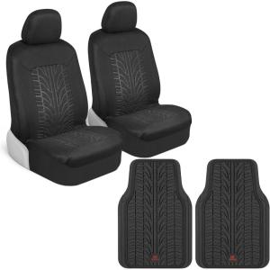 imageMotor Trend GrandPrix Seat Covers ampamp Floor Mats for Cars Tire Tread Embossed Car Seat Covers for Front Seats Automotive Interior Covers for Car Truck Van SUV