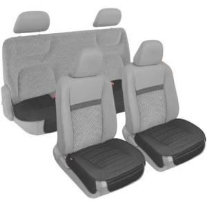imageMotor Trend Seat Covers for Cars Trucks SUV Faux Leather Full Set Blue Padded Car Seat Covers with Storage Pockets Premium Interior Car Seat CoverBlack