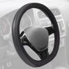 imageBDK Carbon Fiber Steering Wheel Cover White Vinyl with Fiber Accent  Black Carbon 14515 inchBlack