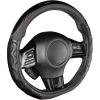 imageMotor Trend Redline DShaped Steering Wheel Cover  Premium Flat Bottom Car Steering Wheel Cover Black Faux Leather Sterring Wheel Cover Standard 15 inchRedline