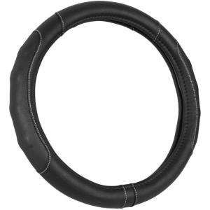 imageMotor Trend Ergonomic Grip Steering Wheel CoverProtector for Small Size Steering Wheels in Cars SUVs Boats 135145quot Grip Drive Pro Comfort Grip BlackBlack StitchingBlack  Gray Stitching