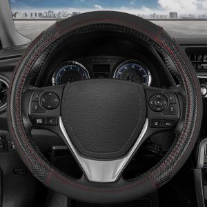 imageMotor Trend GripTech Sport Red Steering Wheel Cover  Enhanced Traction and Comfort for Car Truck Van SUV  15 inch TwoTone DesignBlack