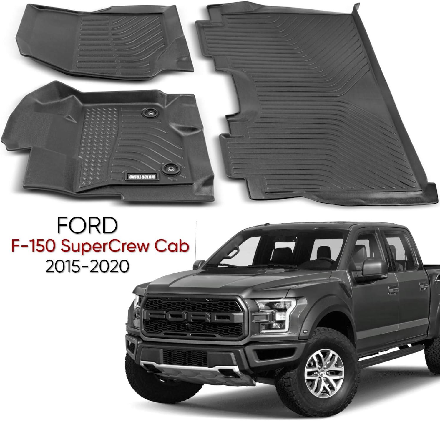 imageMotor Trend 3D Contour Fit for 20152020 Ford F150 SuperCrew Cab 1st and 2nd Row Floor Mats Liners Odorless All Weather Protection