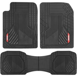 image:imageMotor Trend AdventureMax Car Floor Mats Full Set  Durable Rubber Floor Mats for Cars with Debris Capture Grooves All Weather Interior Protection for Front and Rear with NonSlip Backing BeigeBlack