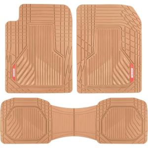 image:imageMotor Trend AdventureMax Car Floor Mats Full Set  Durable Rubber Floor Mats for Cars with Debris Capture Grooves All Weather Interior Protection for Front and Rear with NonSlip Backing BeigeBeige Tan