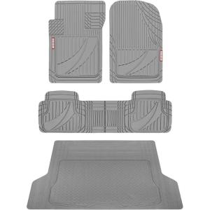 image:imageMotor Trend FlexTough Heavy Duty Black Rubber Car Floor Mats All Weather amp Cargo Liner for SUV Full Set  Universal Trim to Fit Automotive Floor Mat amp Trunk Mats for Cars Interior AccessoriesGray