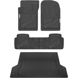 image:imageMotor Trend FlexTough Heavy Duty Black Rubber Car Floor Mats All Weather amp Cargo Liner for SUV Full Set  Universal Trim to Fit Automotive Floor Mat amp Trunk Mats for Cars Interior AccessoriesBlack