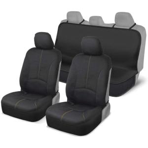 image:imageMotor Trend SpillGuard Waterproof Front Seat Covers and Rear Bench Cover Neoprene Car Seat Protectors SlipOn Easy to Install Interior Seat Covers for Cars Trucks Vans SUVs  BeigeBeige
