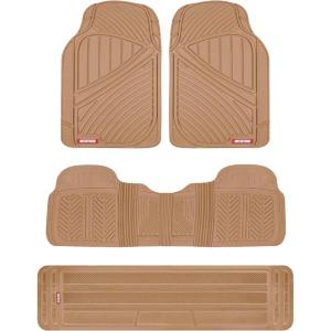 image:imageMotor Trend 3 Row Odorless Rubber Floor Mats amp Liners for Car SUV Van Durable Heavy Duty Polymerized Latex Full Interior Protection ExtraHigh Ridgeline Design Black Model Number MT773801BKBeige