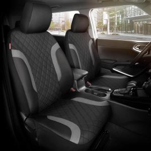 image:imageMotor Trend Hex Leatherette Seat Covers  Universal Fit Front Seat Protector for Cars Trucks SUVs  Premium Interior Protection Easy to Install Automotive Upgrade Black amp Red Car Seat CoverBlack  Gray