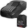 image:imageMotor Trend Black USA Flag Waterproof Car Cover  All Weather Outdoor Protection UV Resistant Windproof Scratchproof  SemiUniversal Fit Sedan Full Car Cover for Sun Rain Snow 171 190 LengthBlack Flag Up to 210