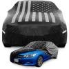 image:imageMotor Trend Black USA Flag Waterproof Car Cover  All Weather Outdoor Protection UV Resistant Windproof Scratchproof  SemiUniversal Fit Sedan Full Car Cover for Sun Rain Snow 171 190 LengthBlack Flag Up to 190