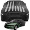image:imageMotor Trend Black USA Flag Waterproof Car Cover  All Weather Outdoor Protection UV Resistant Windproof Scratchproof  SemiUniversal Fit Sedan Full Car Cover for Sun Rain Snow 171 190 LengthBlack Flag Up to 210
